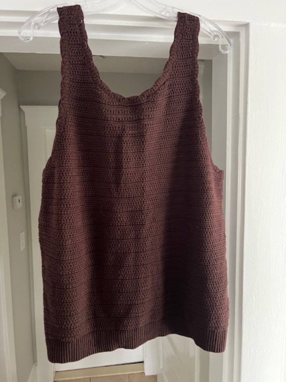 Loft Brown Crochet Scalloped Tank Sweater - Size XL NWT - Picture 2 of 3